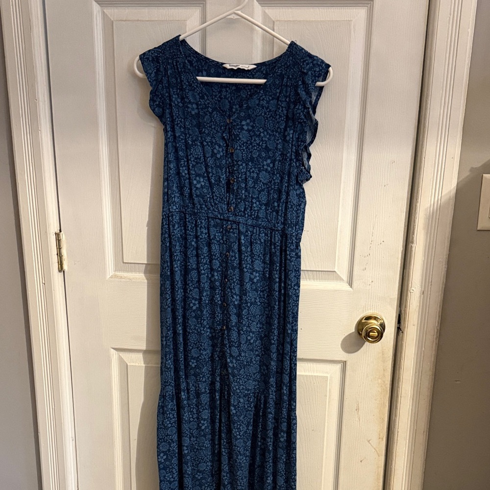 Blue Floral Sleeveless Dress